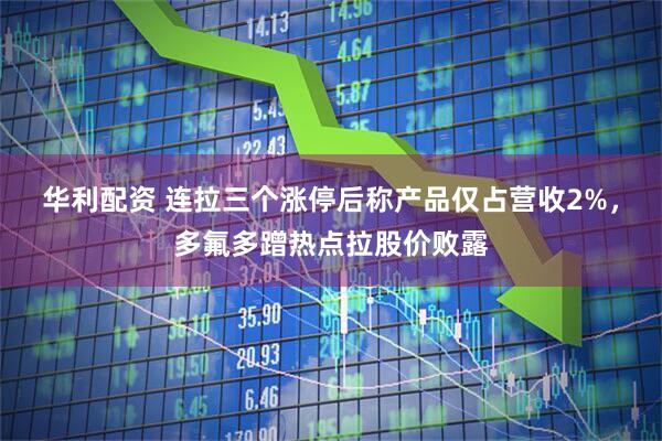 华利配资 连拉三个涨停后称产品仅占营收2%，多氟多蹭热点拉股价败露